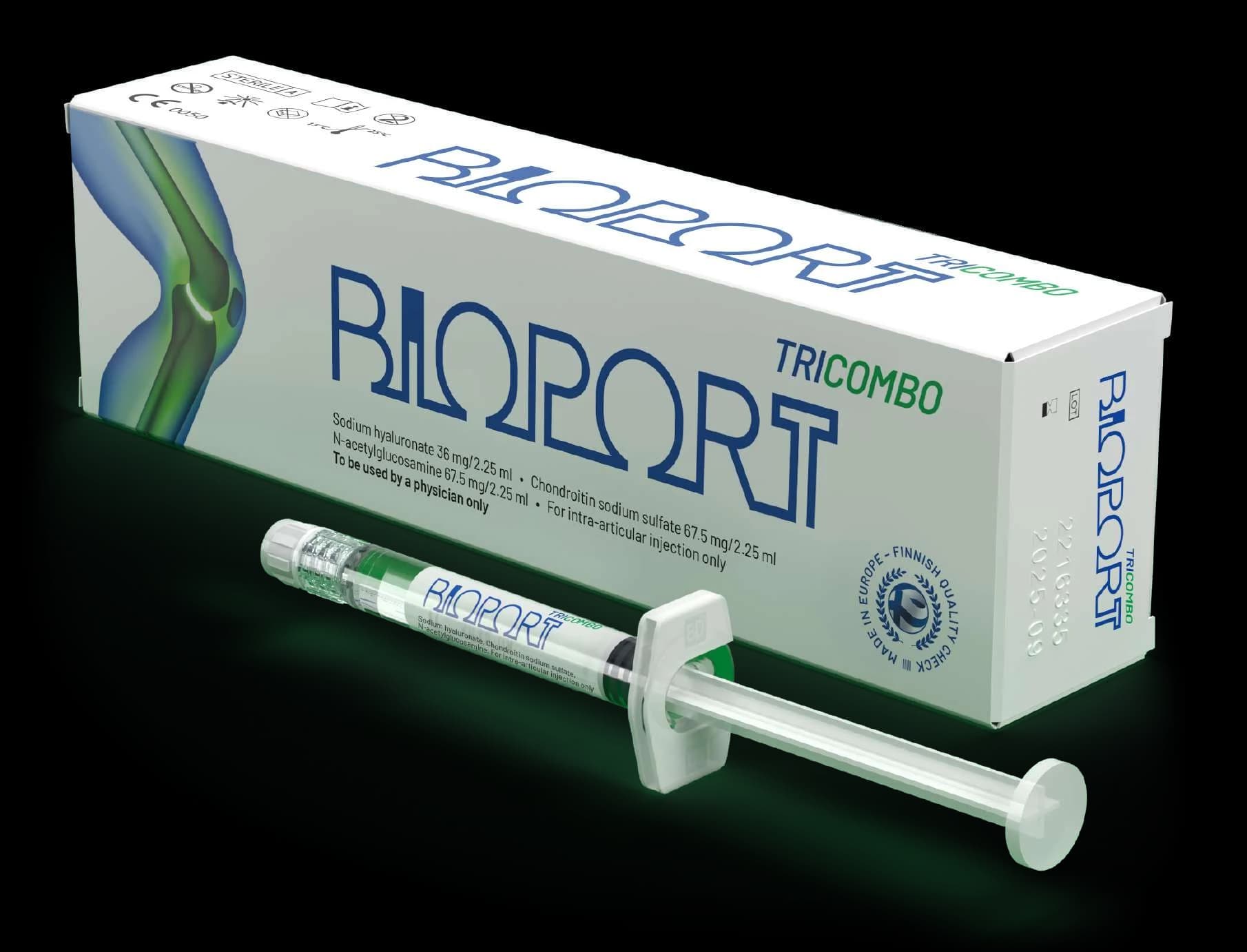 Bioport TriCombo pack and pre-filled syringe, manufacturer artwork